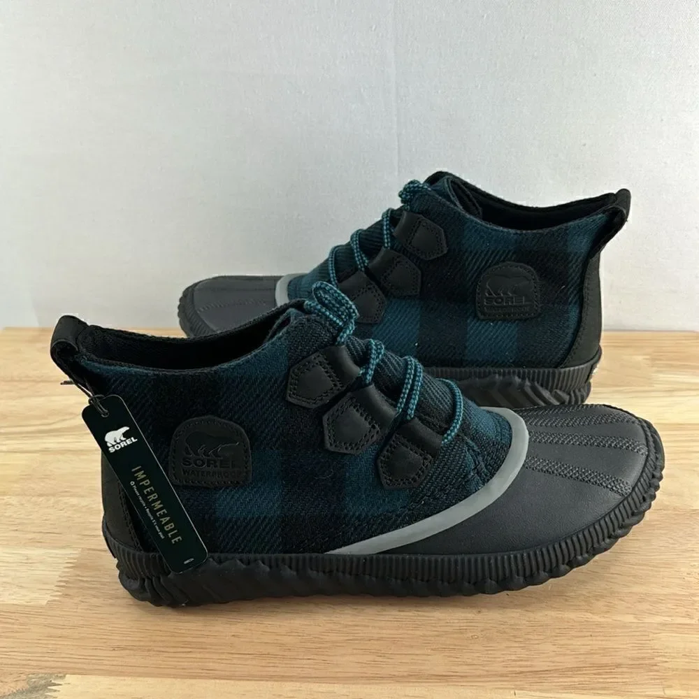 SOREL Out N About Plus Duck Boot- Black/ Teal Plaid- Size 10 M- NIB - Picture 5 of 8